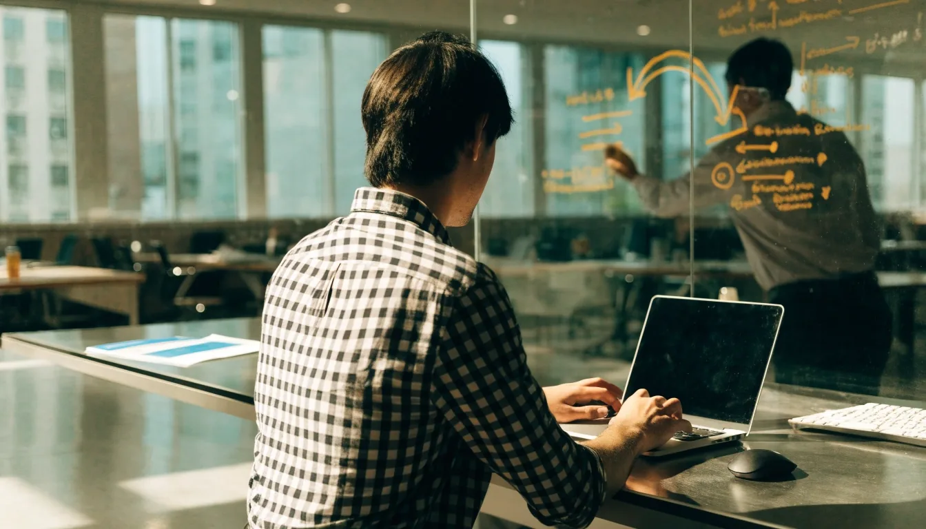 A software team in a Singapore studio reviewing a customer booking flow together