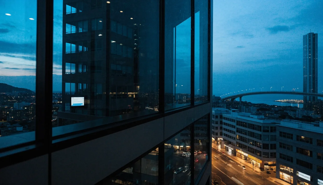 Blue-hour view over Paya Lebar from an Innosys Asia Technologies office window